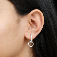 Natural Diamond Eternity Hoop Drop Earring