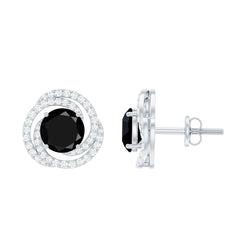 Lab Created Black Diamond Spiral Earrings with Diamonds