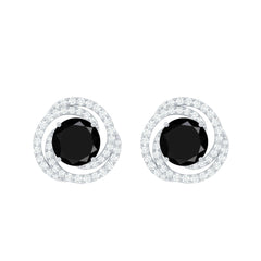 Lab Created Black Diamond Spiral Earrings with Diamonds