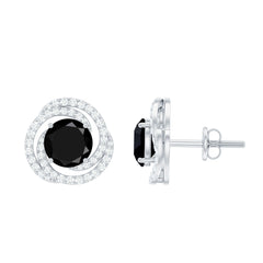 Lab Created Black Diamond Spiral Earrings with Diamonds