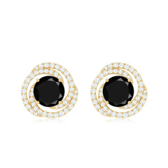 Lab Created Black Diamond Spiral Earrings with Diamonds