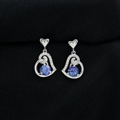 1 Carat Tanzanite and Diamond Heart Drop Earrings