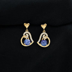 1 Carat Tanzanite and Diamond Heart Drop Earrings
