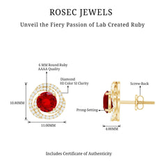Lab Created Ruby and Diamond Spiral Stud Earrings