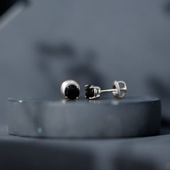 Natural Black Onyx Stud Earrings for Everyday