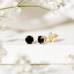 Natural Black Onyx Stud Earrings for Everyday