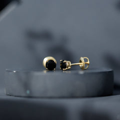 Natural Black Onyx Stud Earrings for Everyday