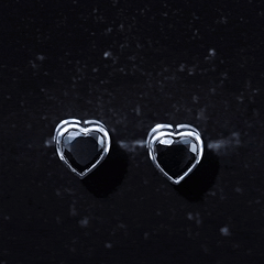 Bezel Set Black Onyx Heart Stud Earring