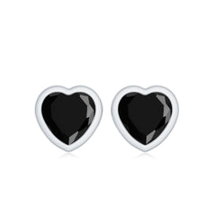 Bezel Set Black Onyx Heart Stud Earring