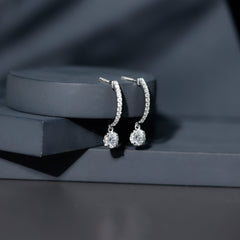 Moissanite Hoop Drop Earrings For Her