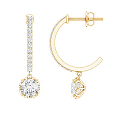 Moissanite Hoop Drop Earrings For Her