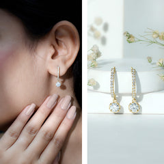 Moissanite Hoop Drop Earrings For Her