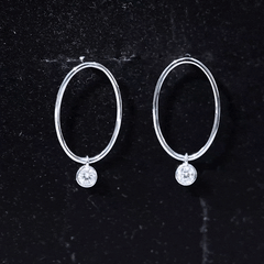 Bezel Set Moissanite Front Facing Hoop Drop Earrings