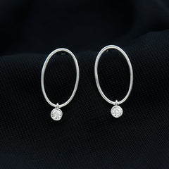 Bezel Set Moissanite Front Facing Hoop Drop Earrings