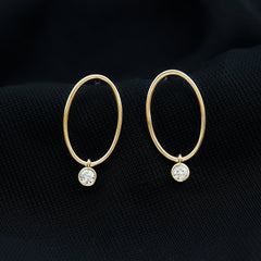 Bezel Set Moissanite Front Facing Hoop Drop Earrings