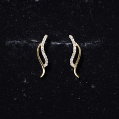 Prong Set Diamond Leaf Stud Earrings for Women