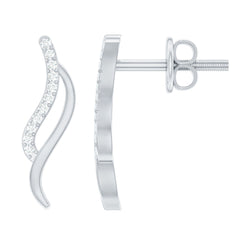 Prong Set Diamond Leaf Stud Earrings for Women