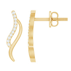 Prong Set Diamond Leaf Stud Earrings for Women