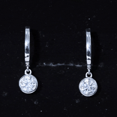Bezel Set Moissanite and Hinged Hoop Earrings