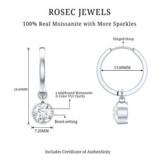 Bezel Set Moissanite and Hinged Hoop Earrings