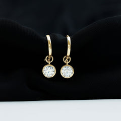 Bezel Set Moissanite and Hinged Hoop Earrings
