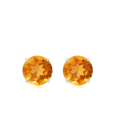 1 CT Round Cut Citrine Solitaire Stud Earrings with Certificate
