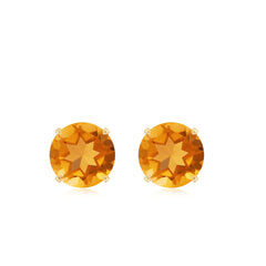 1 CT Round Cut Citrine Solitaire Stud Earrings with Certificate