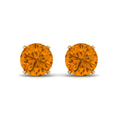 1 CT Round Cut Citrine Solitaire Stud Earrings with Certificate