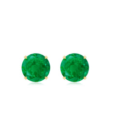 Natural Emerald Stud Earrings with Screw Back