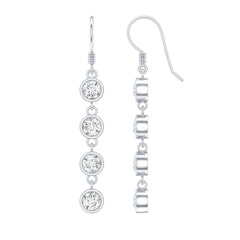 Bezel Set Round Moissanite Simple Dangle Earrings
