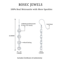 Bezel Set Round Moissanite Simple Dangle Earrings