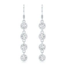 Bezel Set Round Moissanite Simple Dangle Earrings