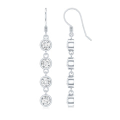 Bezel Set Round Moissanite Simple Dangle Earrings