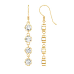 Bezel Set Round Moissanite Simple Dangle Earrings