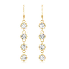Bezel Set Round Moissanite Simple Dangle Earrings