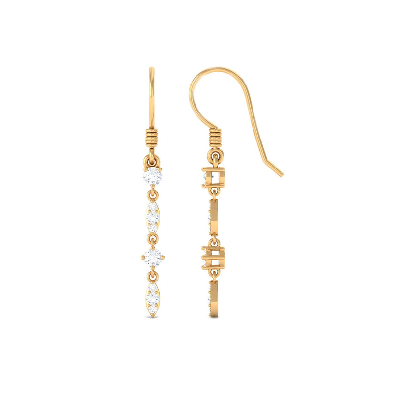 1/2 CT Natural Diamond Simple Dangle Earrings in Gold