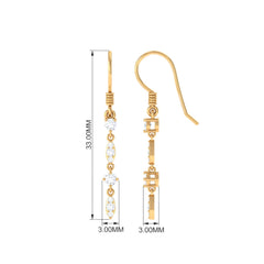 1/2 CT Natural Diamond Simple Dangle Earrings in Gold