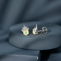 1 Carat Ethiopian Opal Unicorn Stud Earrings for Women