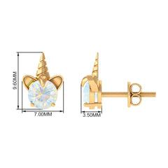 1 Carat Ethiopian Opal Unicorn Stud Earrings for Women