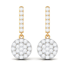 3/4 CT Real Diamond Dangle Earrings in Gold