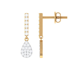 1/2 CT Round Diamond Dangle Drop Earrings in Gold