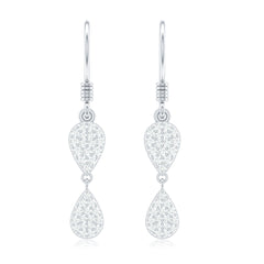 1/2 CT Round Cut Diamond Dangle Earrings in Gold