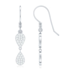 1/2 CT Round Cut Diamond Dangle Earrings in Gold