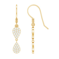 1/2 CT Round Cut Diamond Dangle Earrings in Gold
