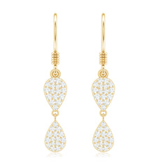 1/2 CT Round Cut Diamond Dangle Earrings in Gold