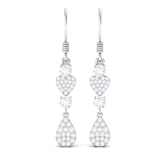 Round Moissanite Heart Dangle Drop Earrings