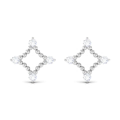 Natural Diamond Contemporary Stud Earring with Beaded