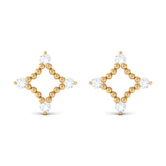 Natural Diamond Contemporary Stud Earring with Beaded
