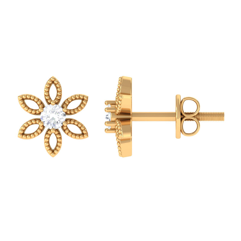 Natural Diamond Flower Stud Earrings with Certificate