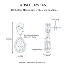 Certified Moissanite Teardrop Bridal Earrings